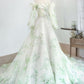 Green wedding dress, Bohemian wedding dress, Romantic wedding dress, Long Sleeve Dress     S6644