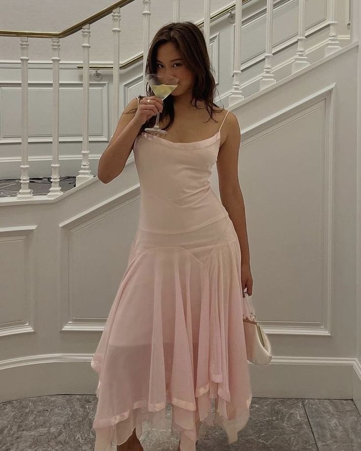 Vintage Pink Prom Dresses Irregular hem Party Dress       S6706