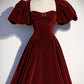 Burgundy Velvet Long Prom Dress Evening Dress      S6722