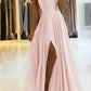 Spaghetti-Straps Prom Dress with Slit       S6725