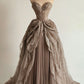A Line Strapless Tulle Ball Gown Long Party Dress Evening Dresses    S6716