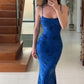 Sexy Mermaid Spaghetti Straps Royal Blue Long Evening Dress Party Dress Prom Dress        S6684