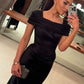 Black Mermaid Off Shoulder Satin Long Party Dress Elegant Evening Gown        S6688