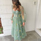 Green Embroidered Lace Prom Dress, Long Green Prom Dress        S6707