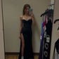 Black Spaghetti Straps Sexy Long Prom Dress,Evening Dress      S6681