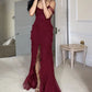 Wine Red Off Shoulder Straps Multi-layered Ruffles Long Prom Dress     S6786