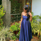 A Line Royal Blue Satin Prom Dress, Evening Dress        S6624