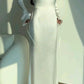 Elegant Round Neck Mermaid Dress Lace Up Flare Sleeve Long Dress for Women        S6690