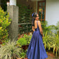 A Line Royal Blue Satin Prom Dress, Evening Dress        S6624