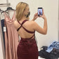 Satin Plunging V- Neckline Long Evening Dress, Prom Dresses, Evening Party Dresses       S6618