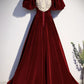 Burgundy Velvet Long Prom Dress Evening Dress      S6722