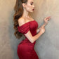 Sexy Mermaid Off the Shoulder Long Burgundy Prom Dresses with Lace Up Back      S6744