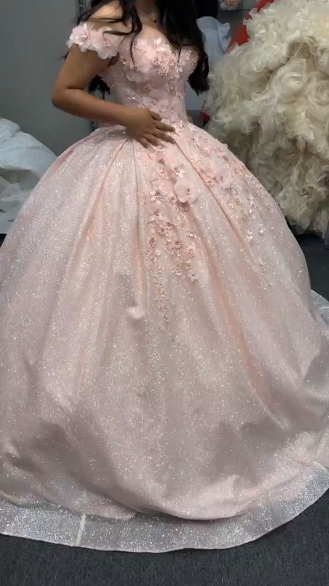 pink ball gown prom dresses formal dresses     S1060