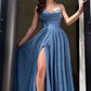 Sweetheart Neck Blue Long Prom Dress with High Slit, Long Blue Formal Graduation Evening Dress       S6726