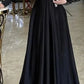 Elegant Long Sleeves V-neck Black Tulle A-line Evening Prom Dress      S6757