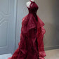 Sparkly Sheath Burgundy Sequin Long Prom Dress Party Dresses       S6754