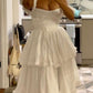 Sexy A line Straps Ruffles Floor Length Chiffon White Prom Dress      S6740