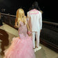 Glitter Pink Diamonds Prom Dresses For Black Girls Crystal Beading Rhinestones Ruffles Birthday Party Dress     S6773