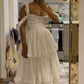 Sexy A line Straps Ruffles Floor Length Chiffon White Prom Dress      S6740