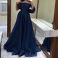 A line Strapless Blue Long Prom Dress      S6752