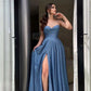 Sweetheart Neck Blue Long Prom Dress with High Slit, Long Blue Formal Graduation Evening Dress       S6726