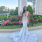 Silver Formal Dresses for Black Girl, Mermaid Long Prom Dress Evening Gown      S6761