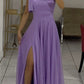Lilac Long Party Dress Evening Gown With Slit       S6730