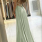 Spaghetti-Straps Prom Dress with Slit       S6725