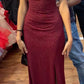 burgundy sparkly glitter prom dress evening dress     S6770