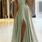 Spaghetti-Straps Prom Dress with Slit       S6725