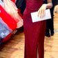 burgundy sparkly glitter prom dress evening dress     S6770