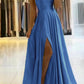 Spaghetti-Straps Prom Dress with Slit       S6725