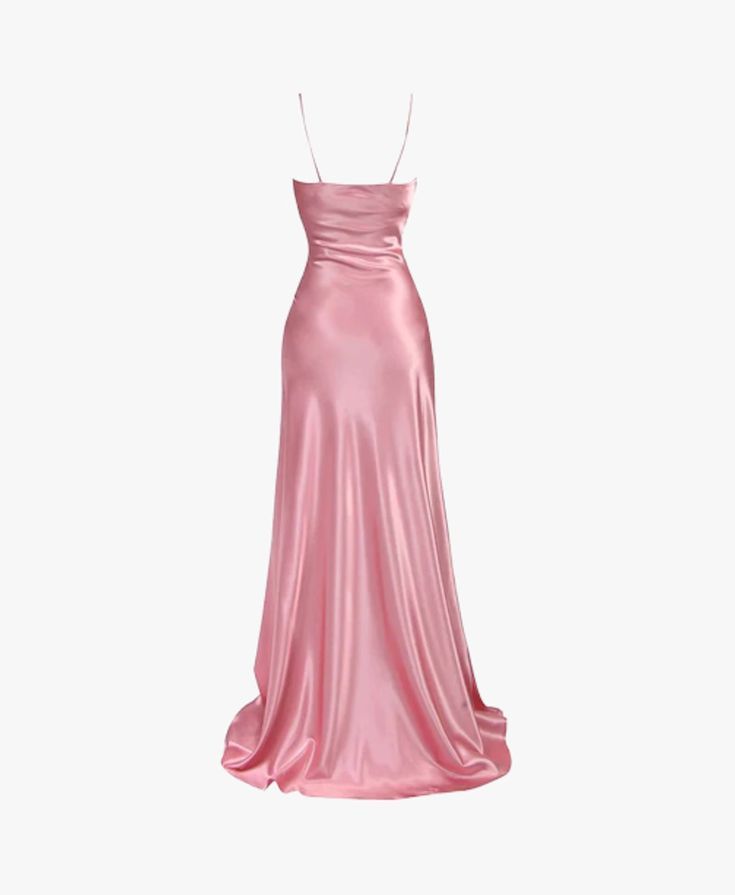 Simple Pink Spaghetti Straps Long Prom Dress with Split     S6646