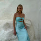 Light Blue Lovely Satin Long Party Dress Evening Gowns      S6633