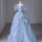 A-Line Blue Tulle Elegant Long Party Dress Evening Dress        S6647