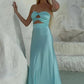 Light Blue Lovely Satin Long Party Dress Evening Gowns      S6633