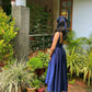 A Line Royal Blue Satin Prom Dress, Evening Dress        S6624