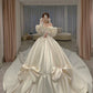 A Line Long Sleeves Satin Wedding Dresses Long Bridal Gowns    S6656