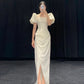 White Long Evening Dress Party Dress Prom Dress With Slit       S6696