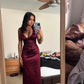 Satin Plunging V- Neckline Long Evening Dress, Prom Dresses, Evening Party Dresses       S6618