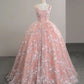 A Line Tulle Pink Party Prom Dresses Long Evening Dress       S6620