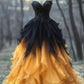 A Line Strapless Ombre V Neck Party Prom Dresses Long Evening Dress       S6612