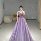 A-Line Lilac Tulle Elegant Long Party Dress Evening Dress        S6638