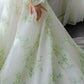 Green wedding dress, Bohemian wedding dress, Romantic wedding dress, Long Sleeve Dress     S6644