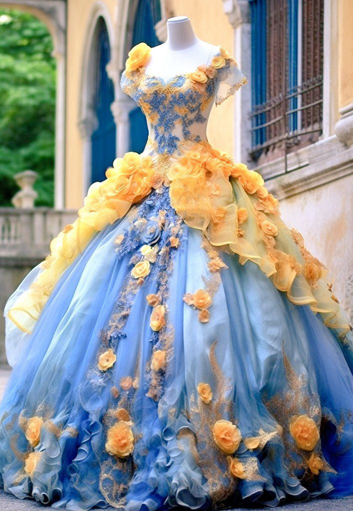 A-Line Ball Gown Wedding Dress Elegant Long Wedding Party Dress     S6614