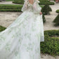 Green wedding dress, Bohemian wedding dress, Romantic wedding dress, Long Sleeve Dress     S6644