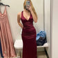 Satin Plunging V- Neckline Long Evening Dress, Prom Dresses, Evening Party Dresses       S6618