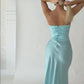 Light Blue Lovely Satin Long Party Dress Evening Gowns      S6633