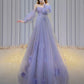 A-Line Tulle Off Shoulder Elegant Long Party Dress Evening Dress        S6639