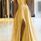 Spaghetti-Straps Prom Dress with Slit       S6725
